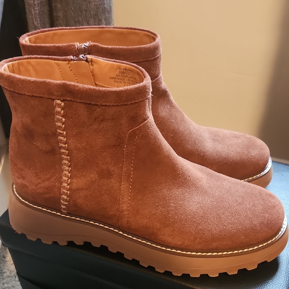 Lucky Brand Suede Ankle Boots in Chestnut Brown - Women
